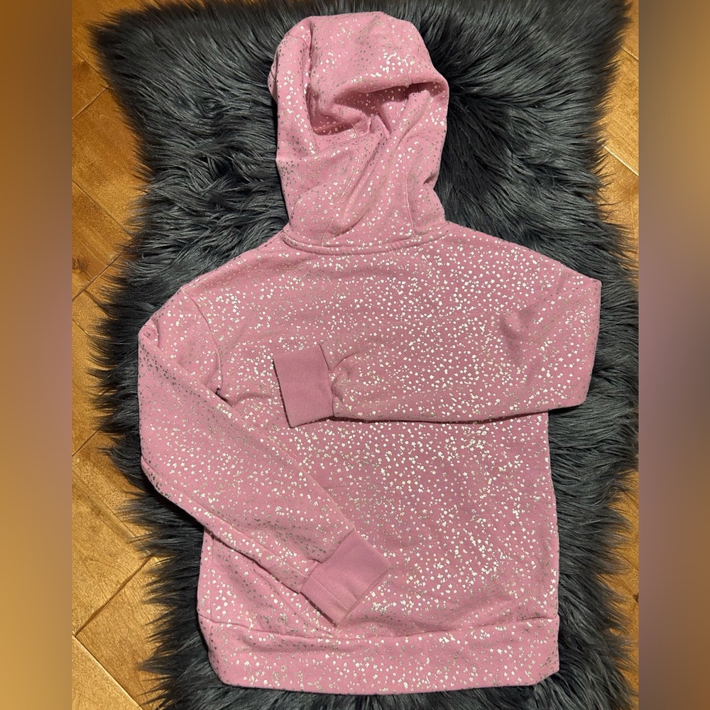 Nike Sparkle Pink Printed Fleece Hoodie Size Small - Picture 3 of 4
